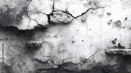 Close-up of a weathered wall with crumbling plaster and cracks