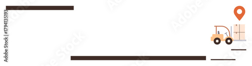 Tableau sur toile Forklift loading boxes near delivery marker symbolizing logistics