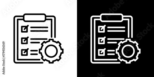 Project Icon Set. Clean Line Design With Light And Dark Versions For Versatile Use.