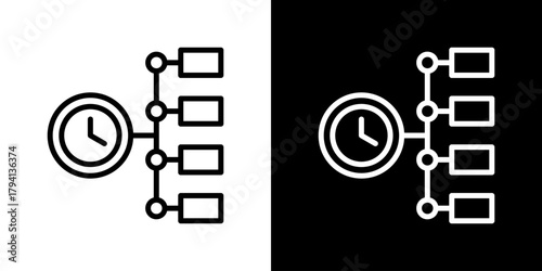 Timeline Icon Set. Clean Line Design With Light And Dark Versions For Versatile Use.