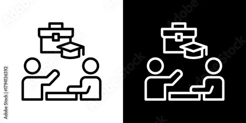 Internship Icon Set. Clean Line Design With Light And Dark Versions For Versatile Use.