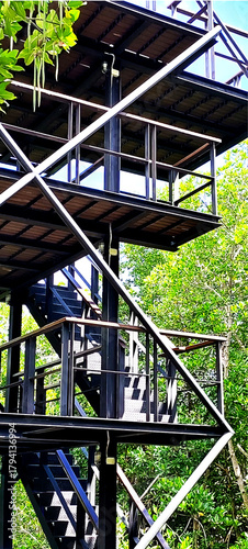 steel structure geometric shape abstract pattern of observation tower