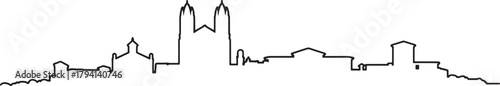 Line art vector of warsaw poland skyline with buildings city landscape art