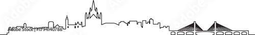 Line illustration vector of budapest hungary skyline city drawing concept design