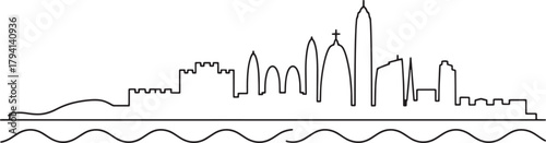 Minimalist skyline of Perugia Italy vector line art illustration city silhouette