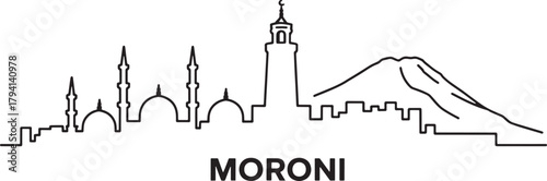 Moroni skyline silhouette vector illustration Comoros capital city africa architecture