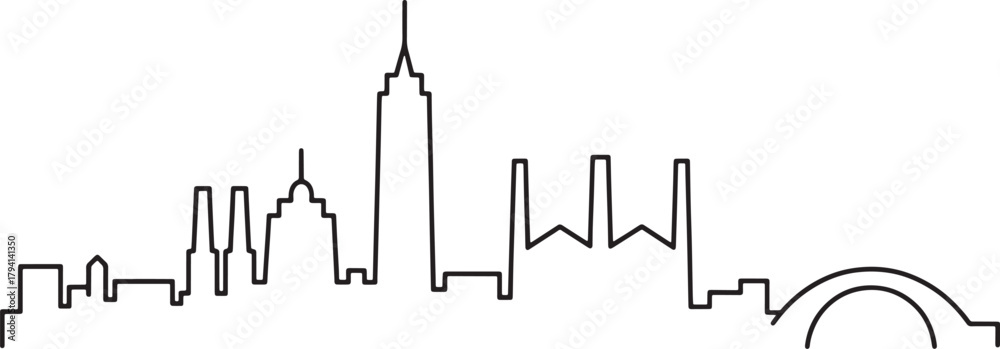 Obraz premium Outline of chicago skyline vector illustration on transparent background
