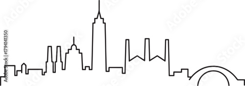 Outline of chicago skyline vector illustration on transparent background