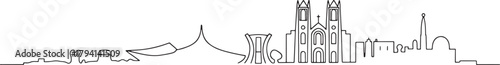 Outline skyline of brasilia brazil with main landmarks and sights detailed vector