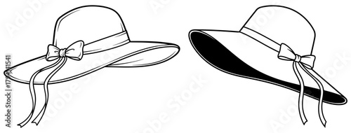 Elegant sun hat collection, featuring stylish summer headwear with ribbon detail, perfect for sun protection and fashion