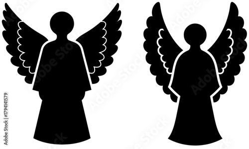 Elegant angel silhouette with wings, heavenly guardian for spiritual inspiration