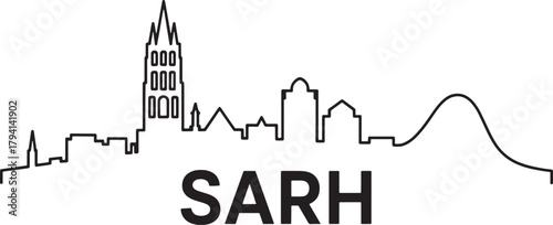 Sarh city outline silhouette cityscape vector illustration with buildings