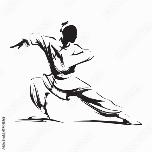 Kung Fu Master Action Logo Vector isolated on white background