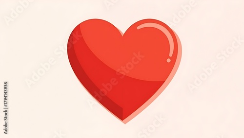 A flat red heart icon representing love, care, and affection. Free Download A flat red heart icon representing love, care, and affection. - GFXLoad