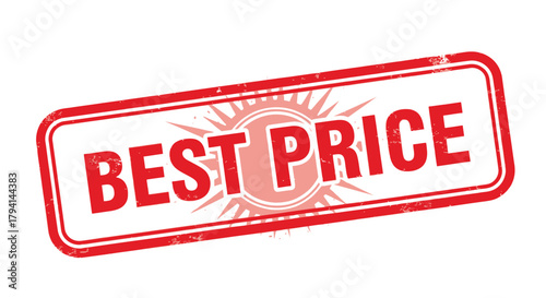 Red price stamp grunge element isolated on white background promotional sale offers