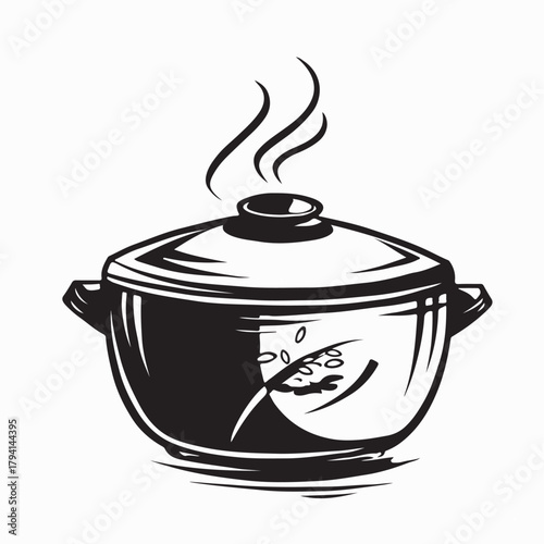 Steaming Rice Cooker Vector Illustration on white background