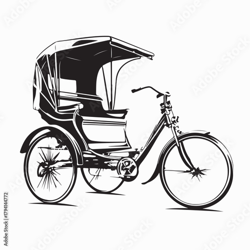 Asian Traditional Rickshaw Vector Image Isolated on white background