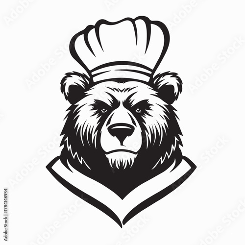 Bear Wearing Chef Costume Vector Art isolated on white background