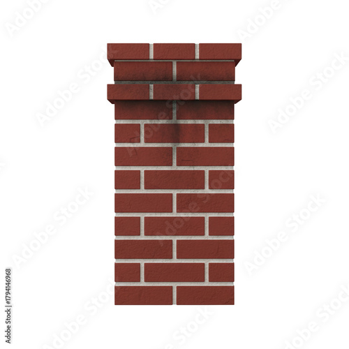 Red brick chimney for christmas isolated