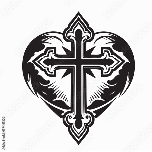 Religious Cross Logo Vector Graphic on white background