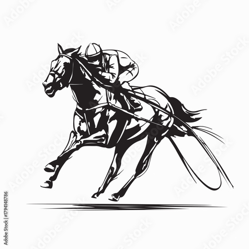 Horse Racing Jockey Vector Illustration on white background