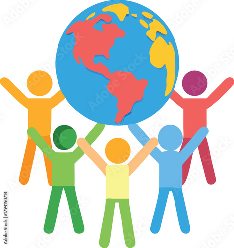 People of different colors united supporting the world together