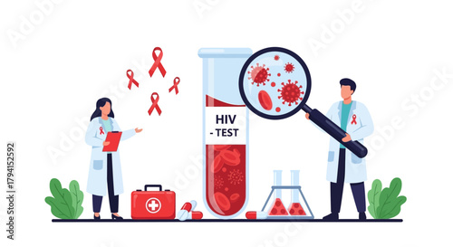 Scientist Analyzing HIV Virus in Test Tube