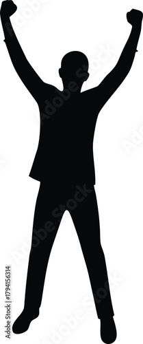 Silhouette of a person with arms raised in a victorious pose