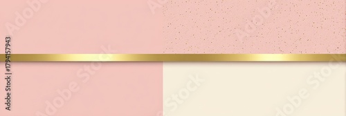 A pink and gold background with a gold ribbon