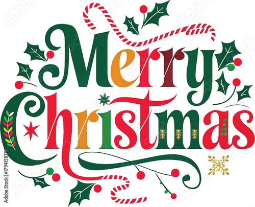 Beautiful Merry Christmas Vector Artwork for Holiday Greetings