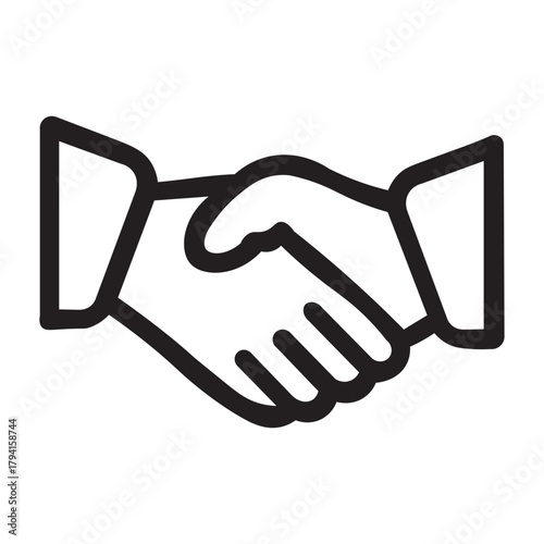Simple handshake outline icon symbolizing business agreement, partnership, and successful deal Vector Illustrations