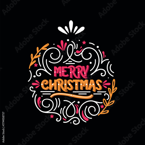 Beautiful Merry Christmas Vector Artwork for Holiday Greetings