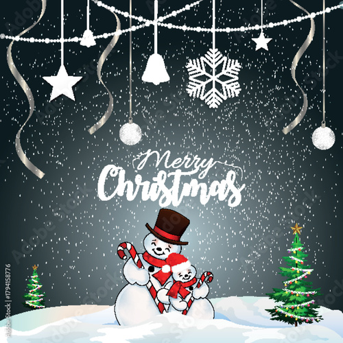 Beautiful Merry Christmas Vector Artwork for Holiday Greetings