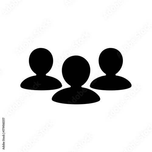 Illustration of a group of three individuals in simple silhouette style