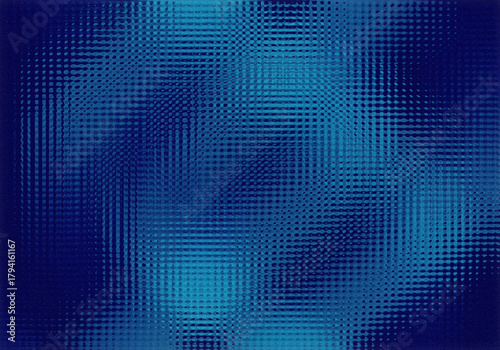 Intricate Blue Grid Pattern with Textured Halftone Effects Creating a Mesmerizing Visual Display
