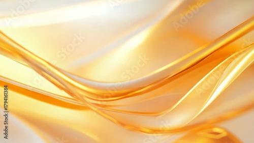 Golden liquid waves gently flowing abstract background