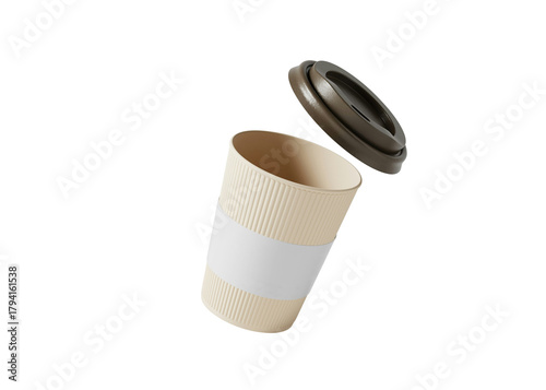 Beige paper cup with lid