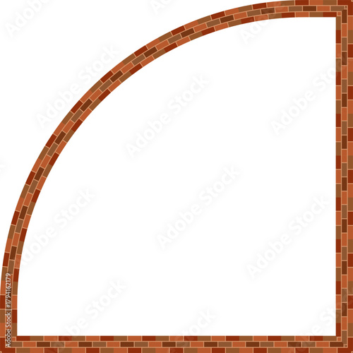 Quadrant frame brick brickwork brown border picture frame vintage retro antique handcraft framework architecture decorative element isolated background 