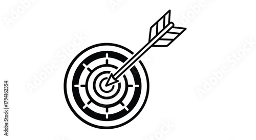 Arrow hitting target bullseye concept of success focus goal achievement