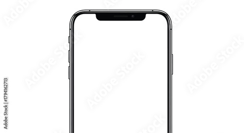 Modern smartphone mockup with blank white screen for app promotion