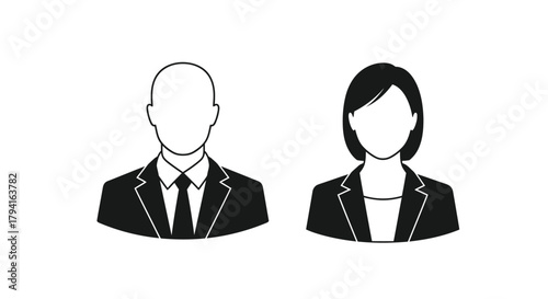 Business people avatars male and female employee team representation in black