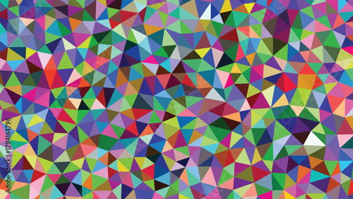Colorful seamless abstract geometric mosaic pattern with pink triangles for vector design backdrop, wallpaper, fabric, or decoration
