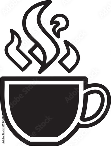 Steaming hot coffee tea cup icon vector illustration graphic design element isolated on transparent background