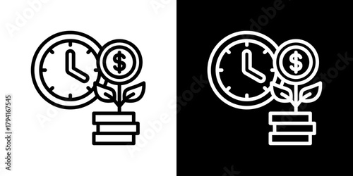 Investment Icon Set. Clean Line Design With Light And Dark Versions For Versatile Use.