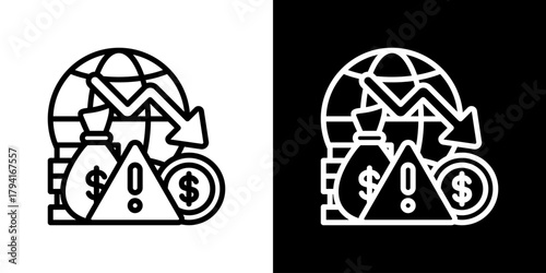 Risk Icon Set. Clean Line Design With Light And Dark Versions For Versatile Use.