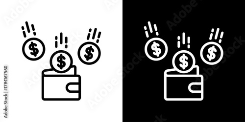 Income Icon Set. Clean Line Design With Light And Dark Versions For Versatile Use.