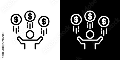 Financial Freedom Icon Set. Clean Line Design With Light And Dark Versions For Versatile Use.