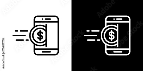 Mobile Banking Icon Set. Clean Line Design With Light And Dark Versions For Versatile Use.