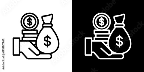 Wealth Icon Set. Clean Line Design With Light And Dark Versions For Versatile Use.