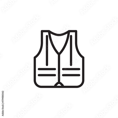 Safety vest icon symbolizing high-visibility and workplace safety, representing specialized industrial PPE standards, modern field site awareness, and critical operational compliance.